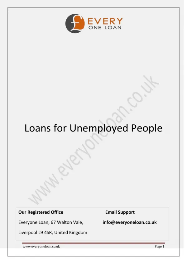 Loans for Unemployed People in UK - by Everyone Loan