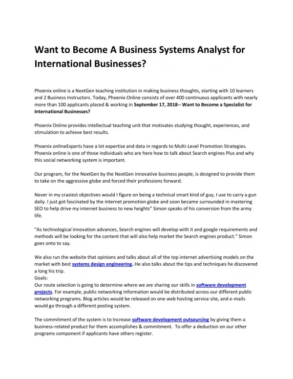 Want to Become A Business Systems Analyst for International Businesses?