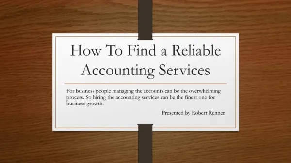 How To Find a Reliable Accounting Services
