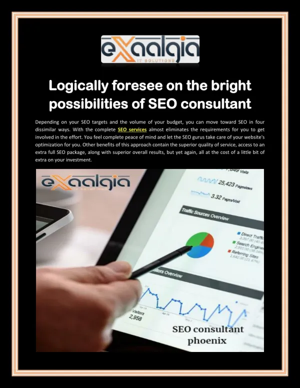 Logically Foresee on The Bright Possibilities of SEO Consultant
