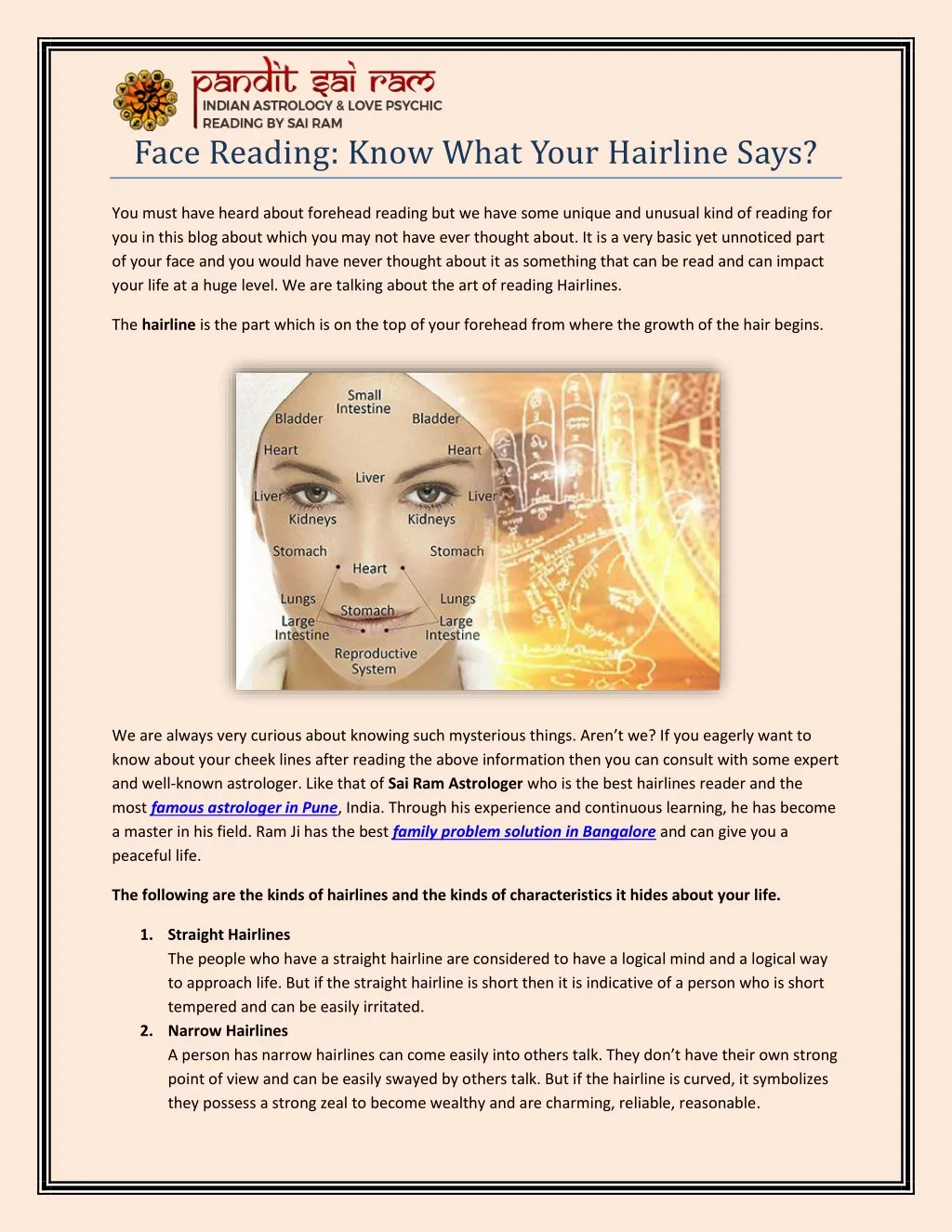 face reading know what your hairline says