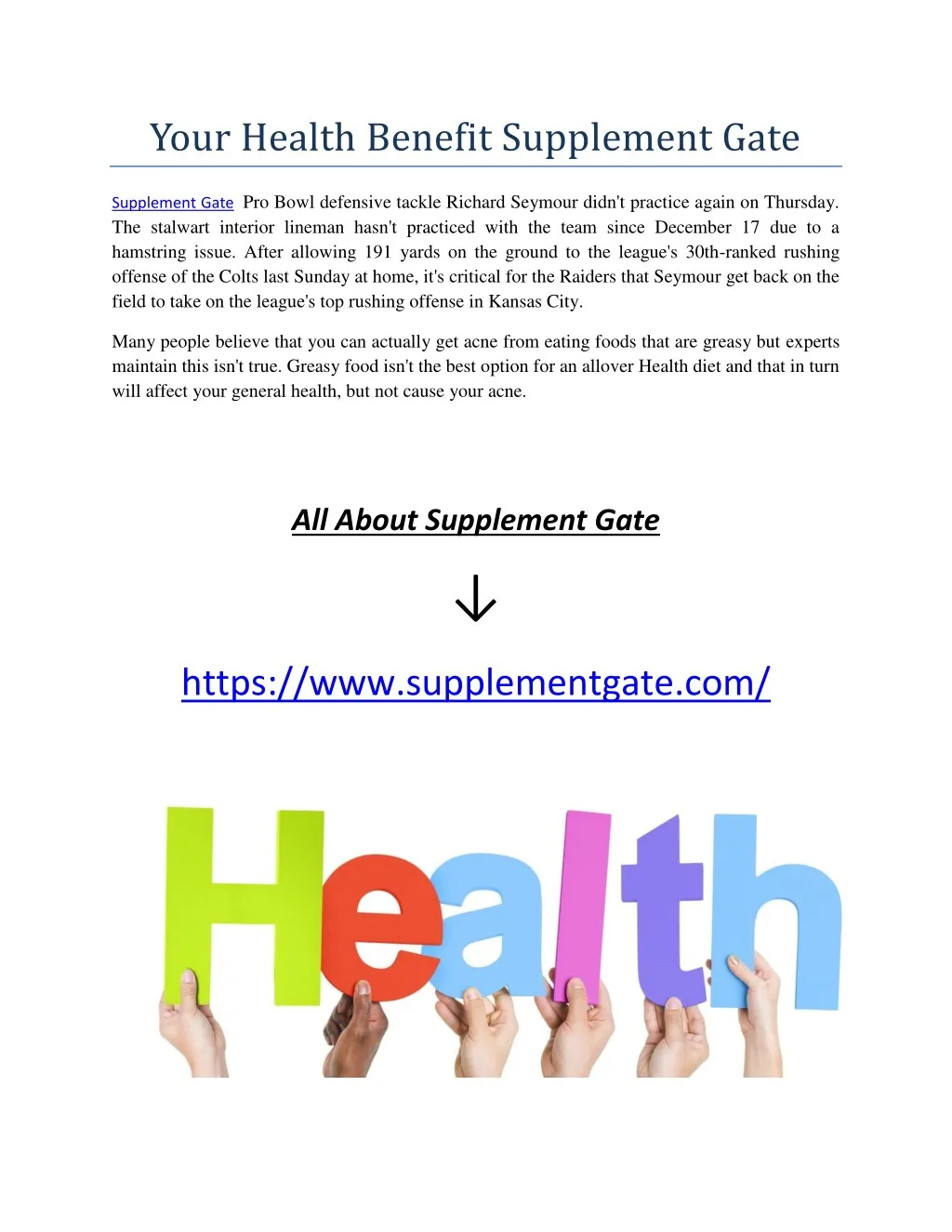your health benefit supplement gate