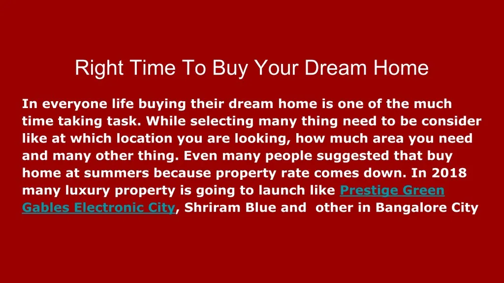 right time to buy your dream home