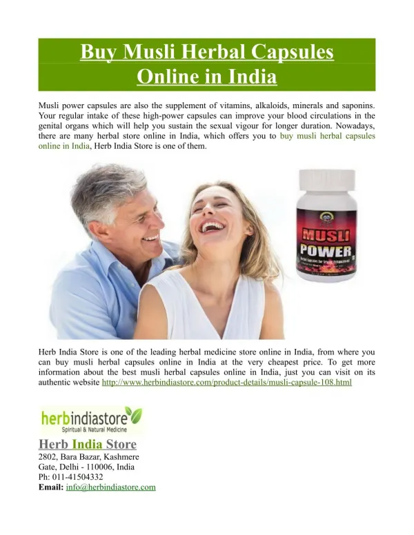 Buy Musli Herbal Capsules Online in India