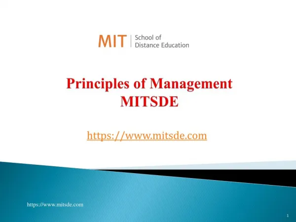 Principles of Management MITSDE