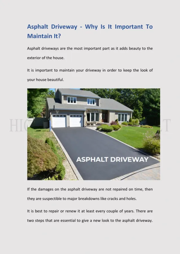 Asphalt Driveway - Why Is It Important To Maintain It?