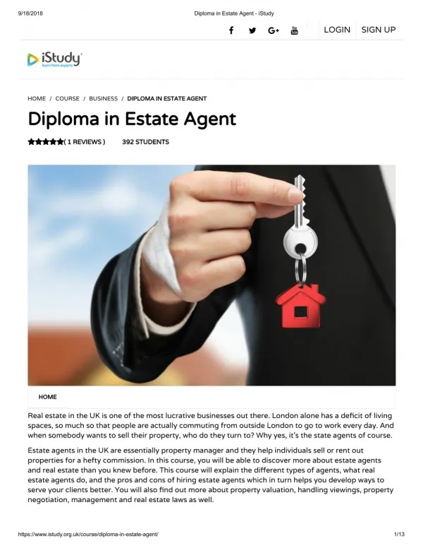 Diploma in Estate Agent - istudy