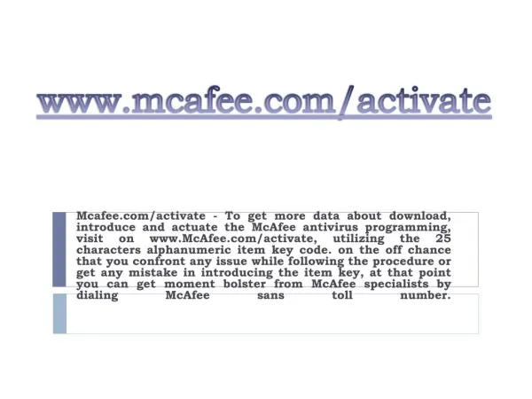 www mcafee com activate