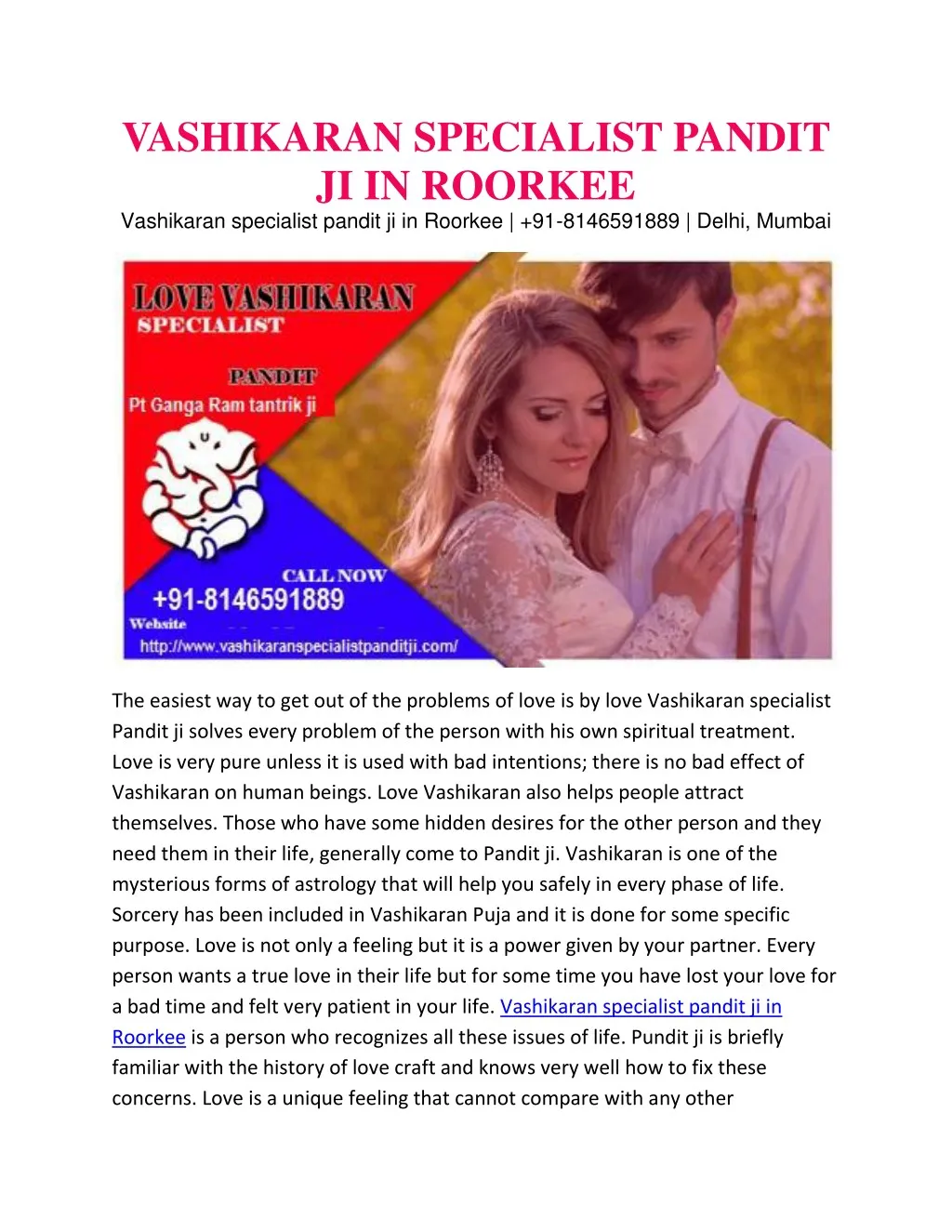 vashikaran specialist pandit ji in roorkee