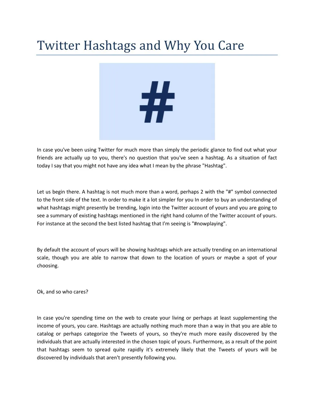 twitter hashtags and why you care