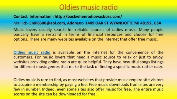 The Oldies Music: A Different Charm with Online Radio