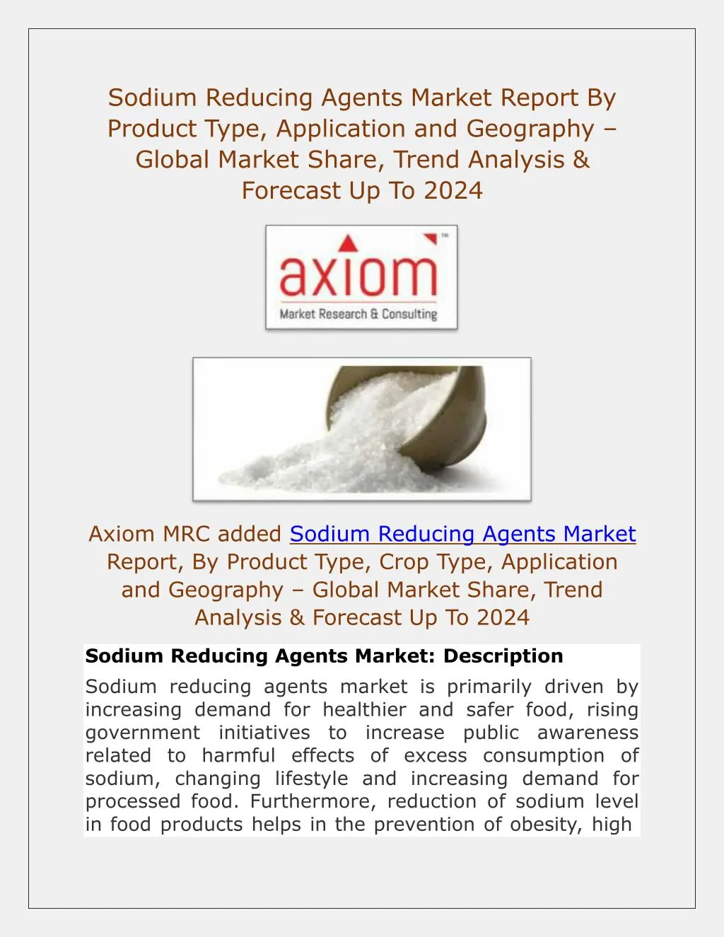 sodium reducing agents market report by product