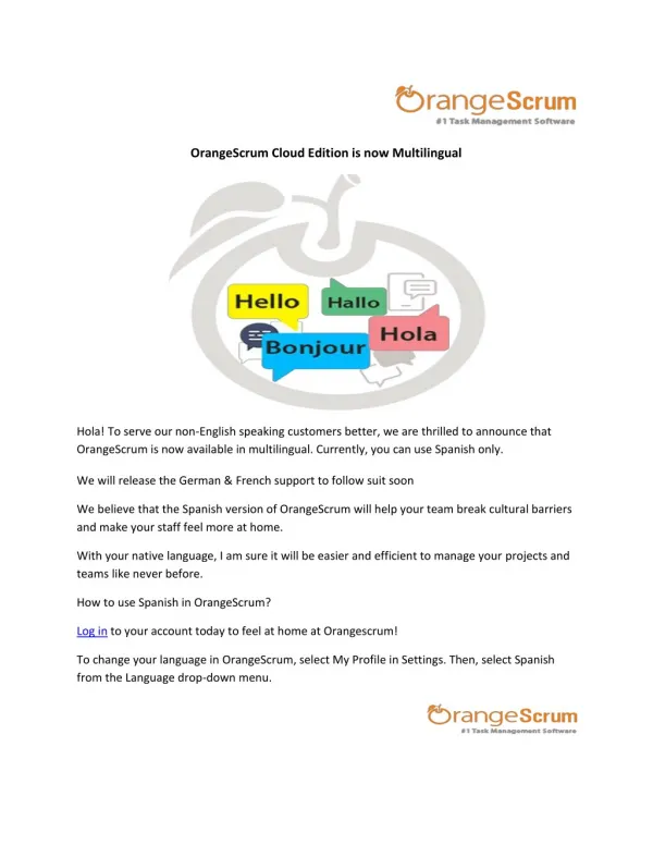 OrangeScrum Cloud Edition is now Multilingual