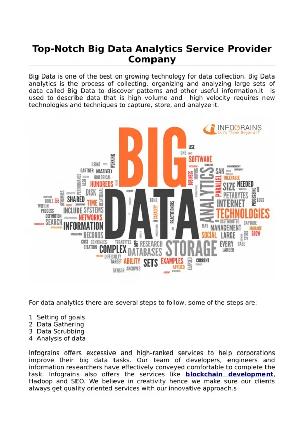Top-Notch Big Data Analytics Service Provider Company