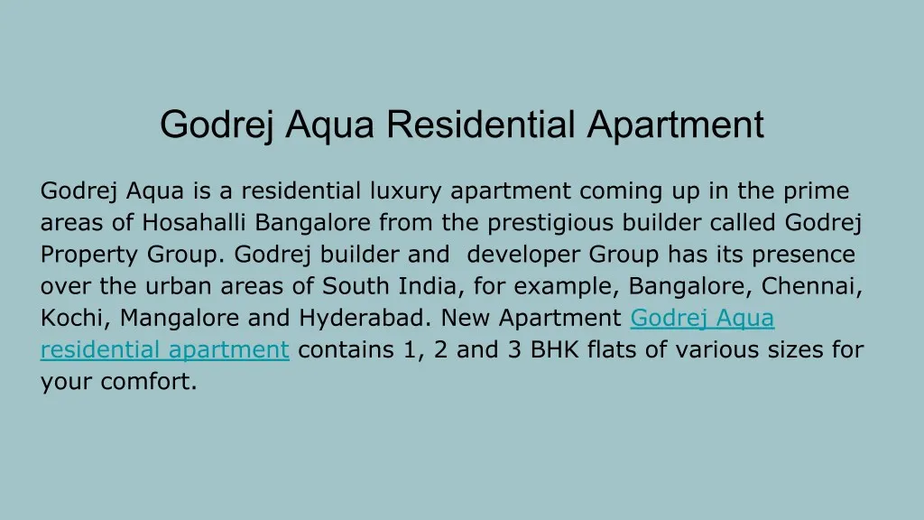 godrej aqua residential apartment