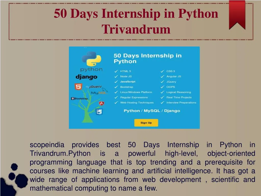 50 days internship in python trivandrum