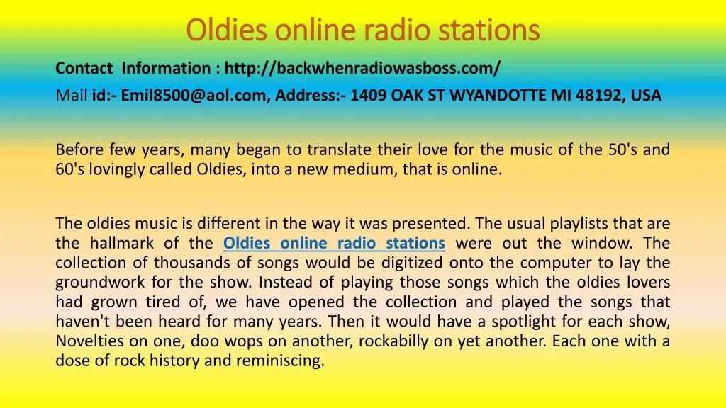 oldies online radio stations