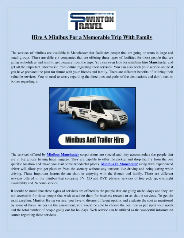 Hire A Minibus For a Memorable Trip With Family