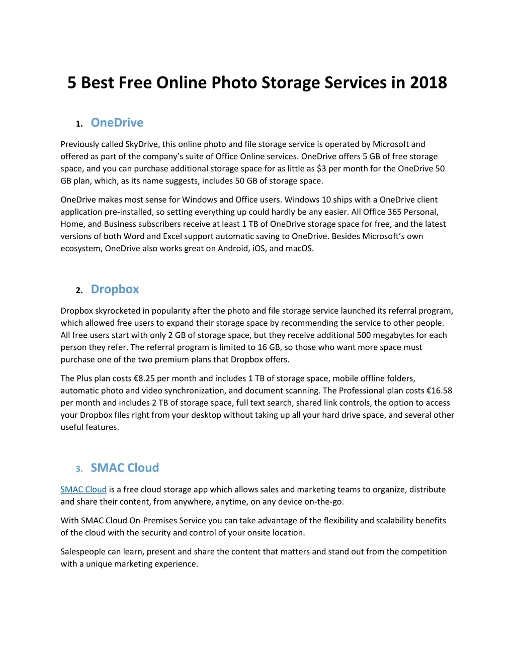 5 best free online photo storage services in 2018