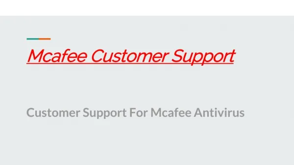 Mcafee Customer Support