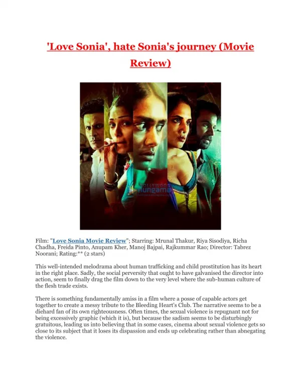 'Love Sonia', Hate Sonia's Journey (Movie Review)