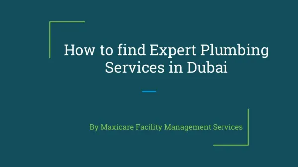 Professional Plumbing Services in Dubai | Maxicare