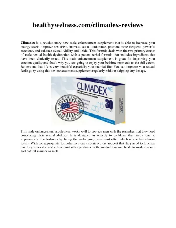 Benefits of Climadex Male Enhancement
