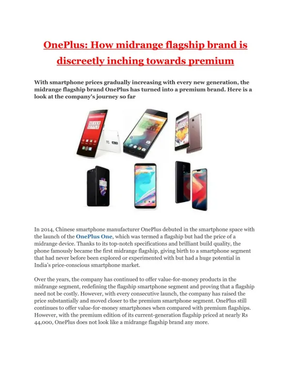 OnePlus - How Midrange Flagship Brand is Discreetly Inching Towards Premium