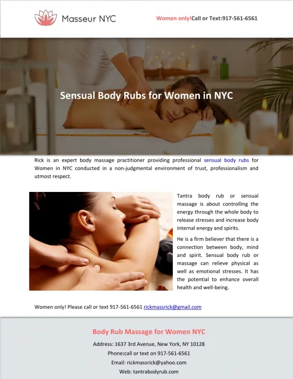 Sensual Body Rubs for Women in NYC