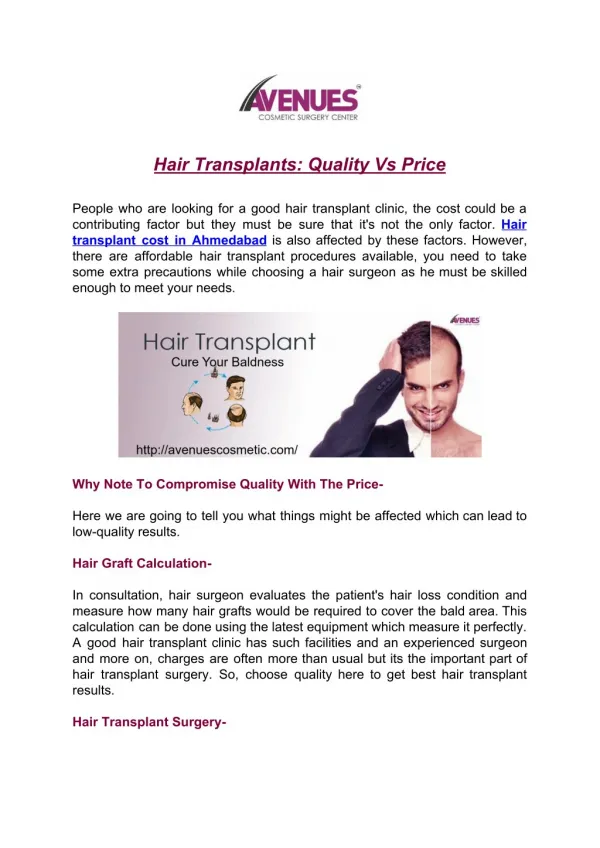 Hair Transplants: Quality Vs Price