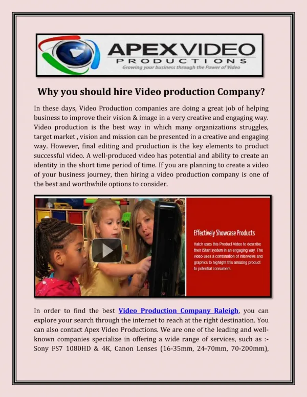 Why you should hire Video production Company?
