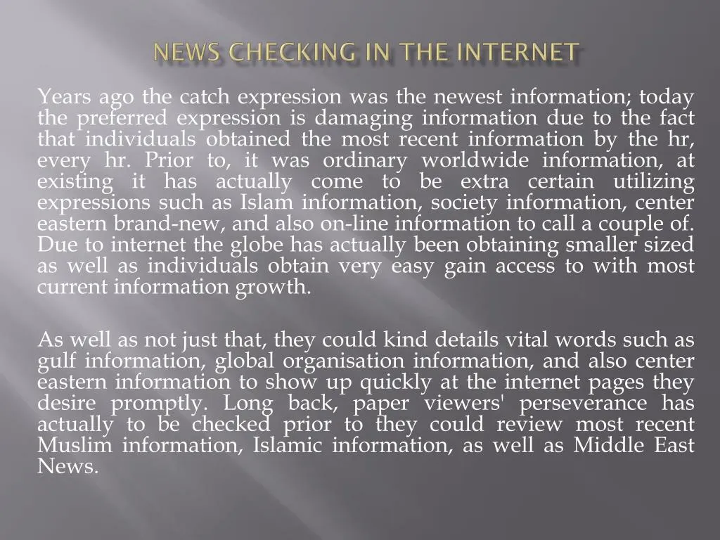 news checking in the internet