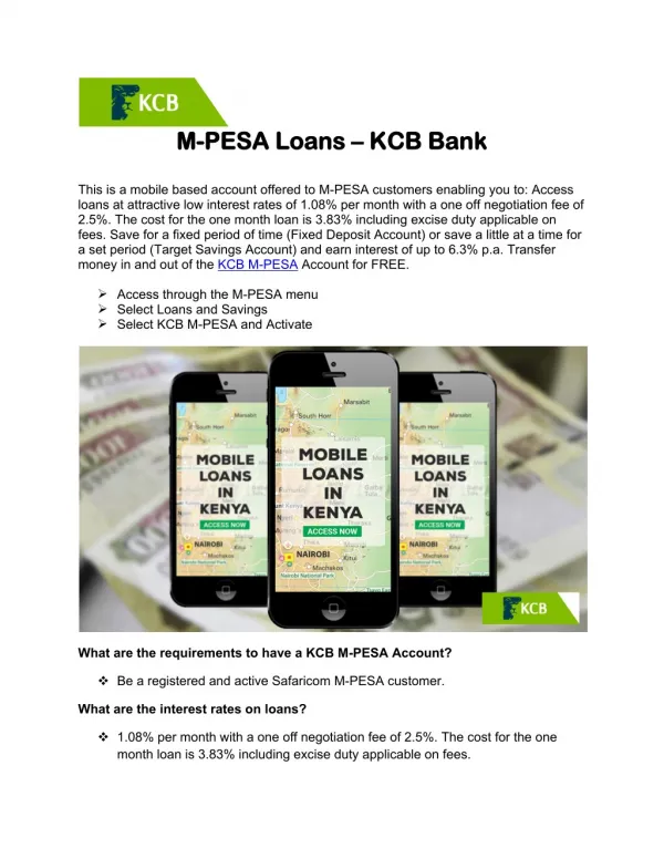 M-PESA Loans – KCB Bank