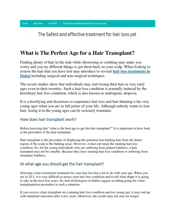 What is The Perfect Age for a Hair Transplant?