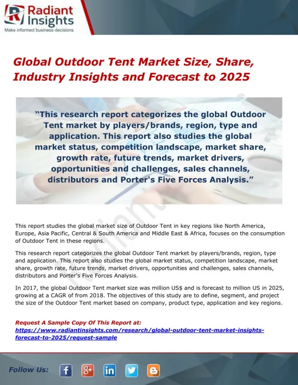 Global Outdoor Tent Market Size, Share, Industry Insights and Forecast to 2025