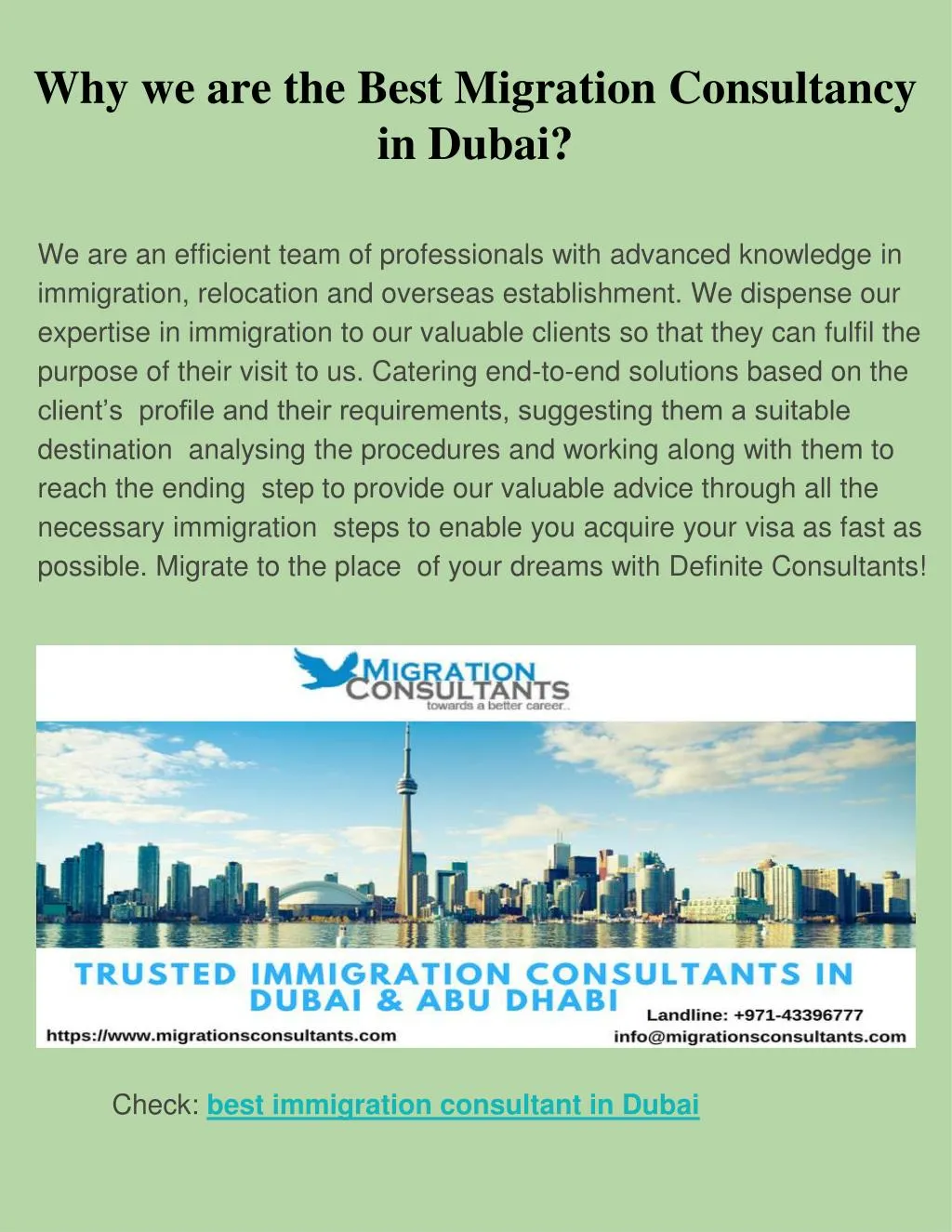 why we are the best migration consultancy in dubai