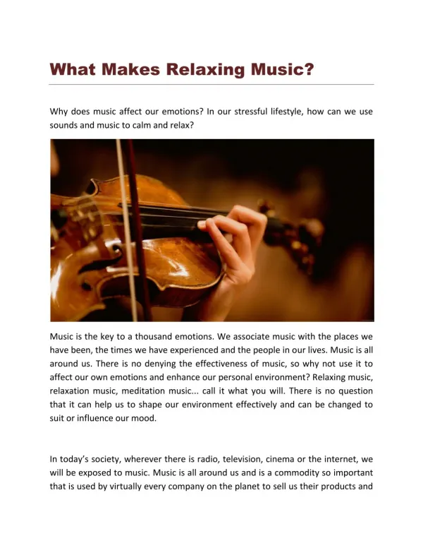 What Makes Relaxing Music?