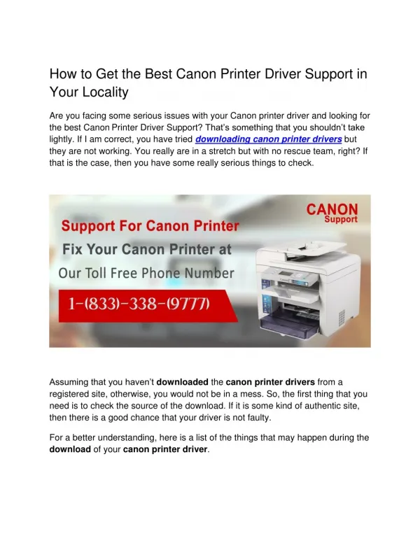 How to Get the Best Canon Printer Driver Support in Your Locality