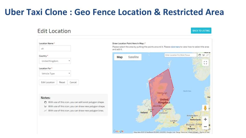uber taxi clone geo fence location restricted area