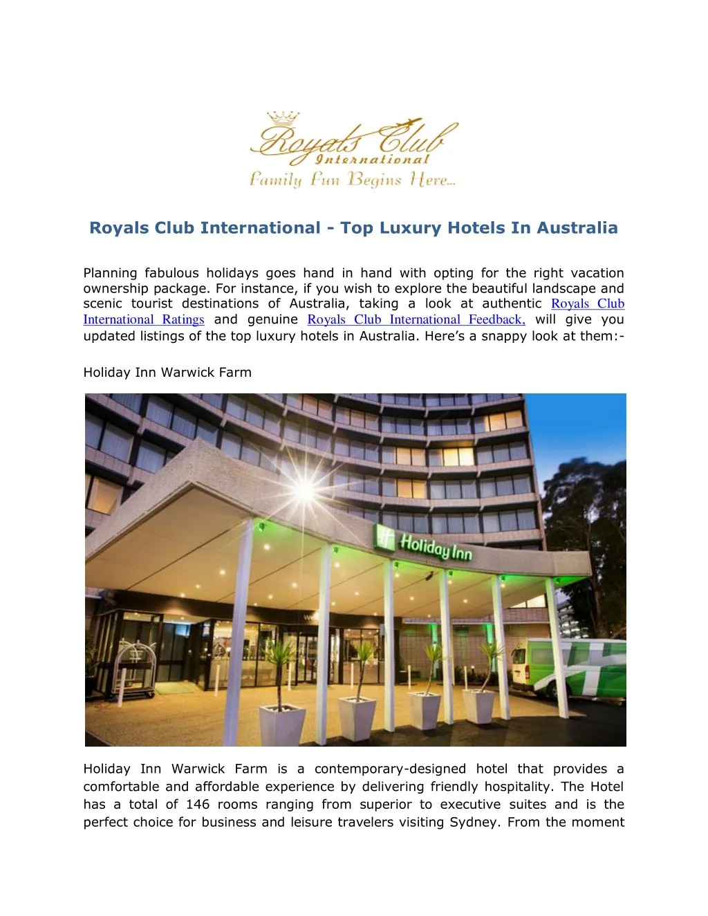 royals club international top luxury hotels