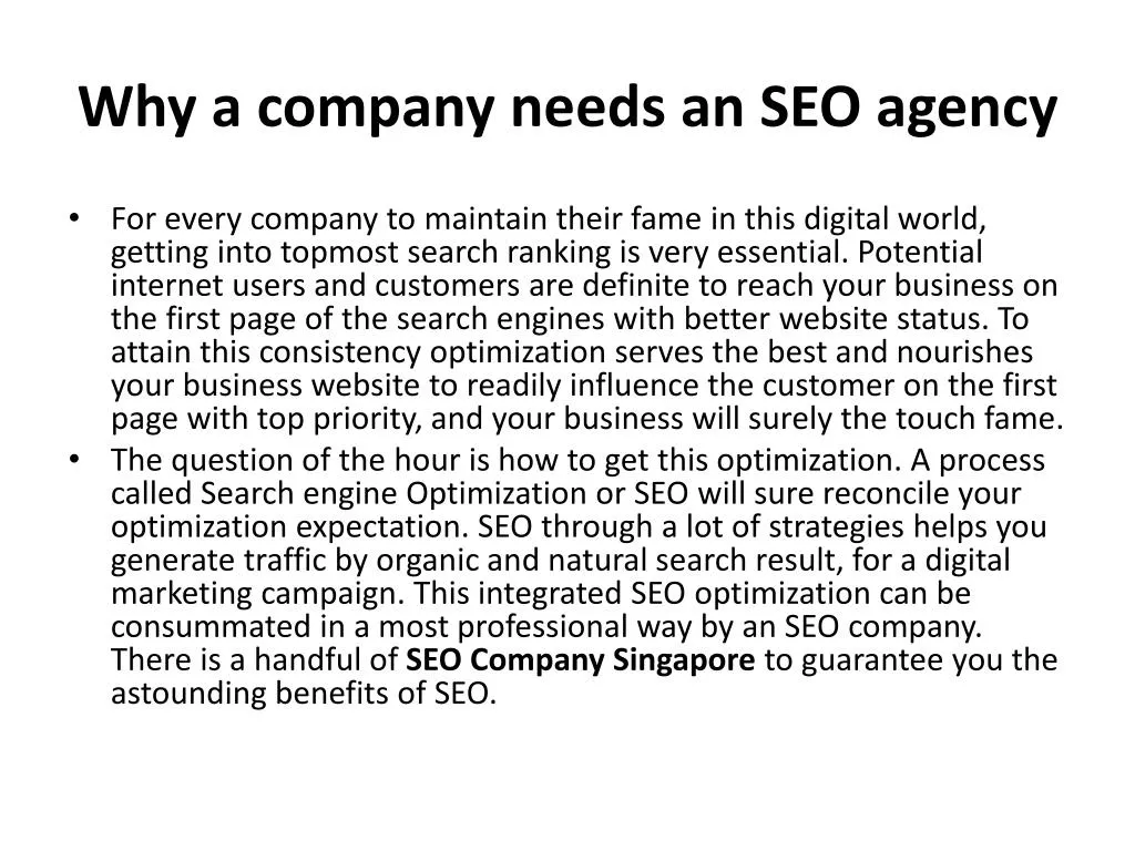 why a company needs an seo agency