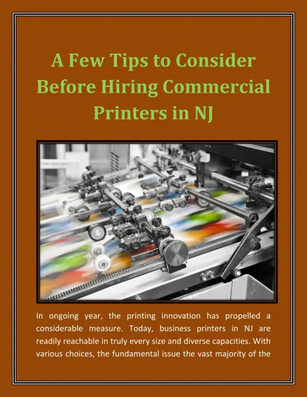 A Few Tips to Consider Before Hiring Commercial Printers in NJ