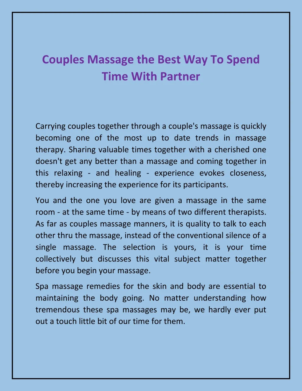 couples massage the best way to spend time with