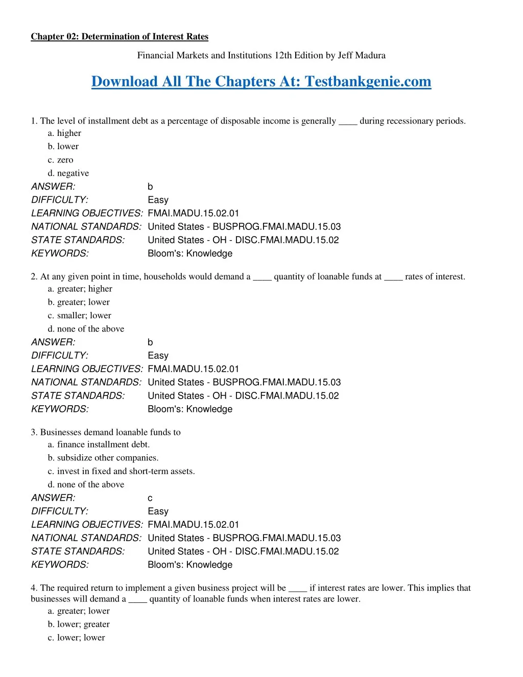 chapter 02 determination of interest rates