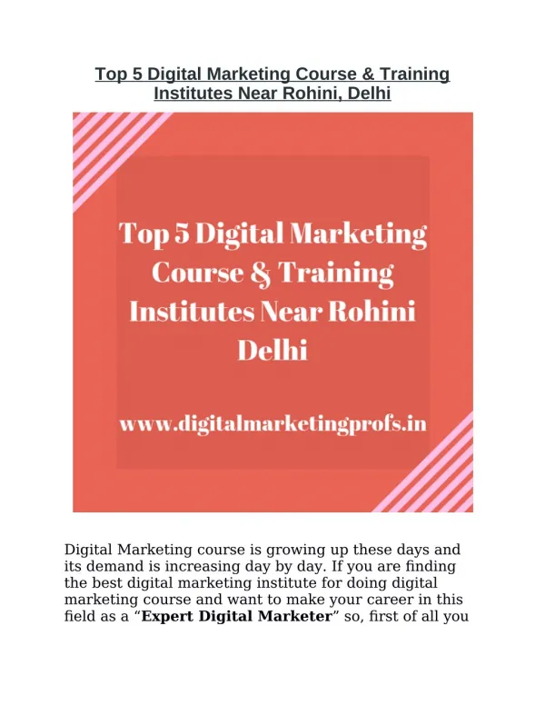 Top 5 Digital Marketing Course & Training Institutes Near Rohini, Delhi