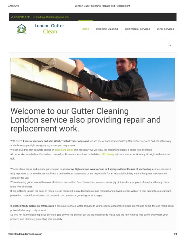 London Gutter Cleaning, Repairs and Replacement