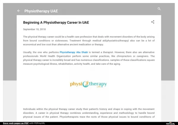 Beginning A Physiotherapy Career In UAE