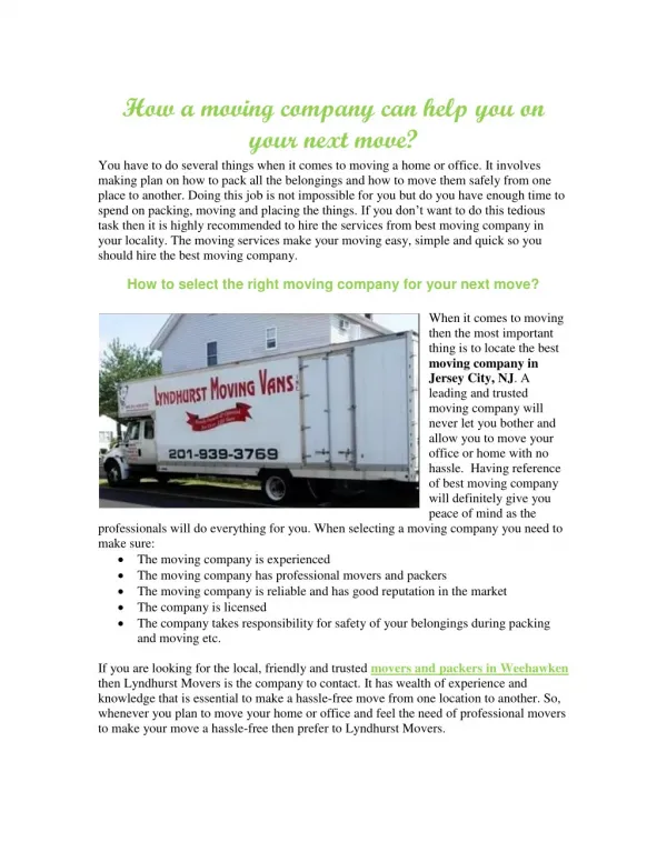 How a moving company can help you on your next move?