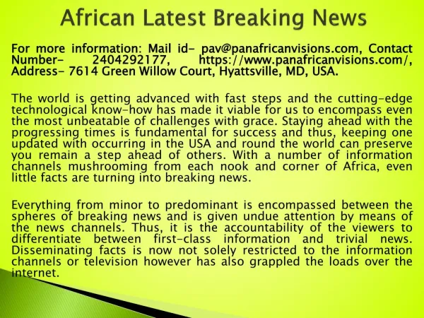 African Latest Breaking News