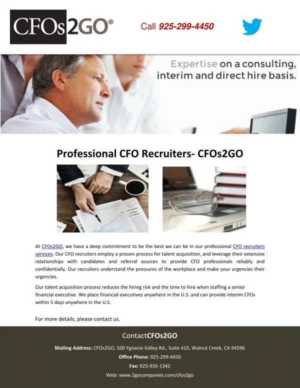 Professional CFO Recruiters- CFOs2GO